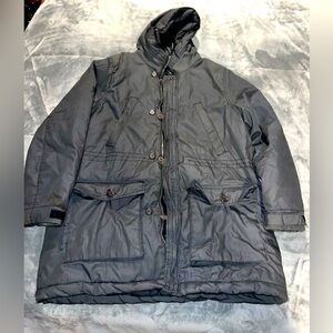 Men’s Grey Parka Trench Coat - Size XL - 5 pockets